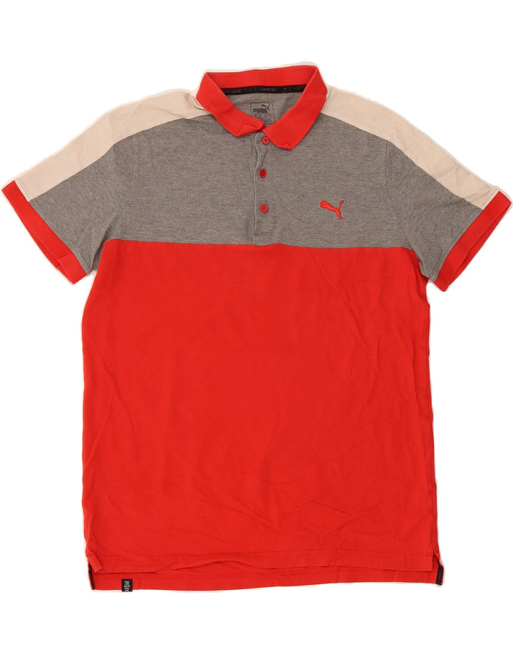 PUMA Mens Polo Shirt Large Red Colourblock Cotton Vintage Puma and Second-Hand Puma from Messina Hembry 