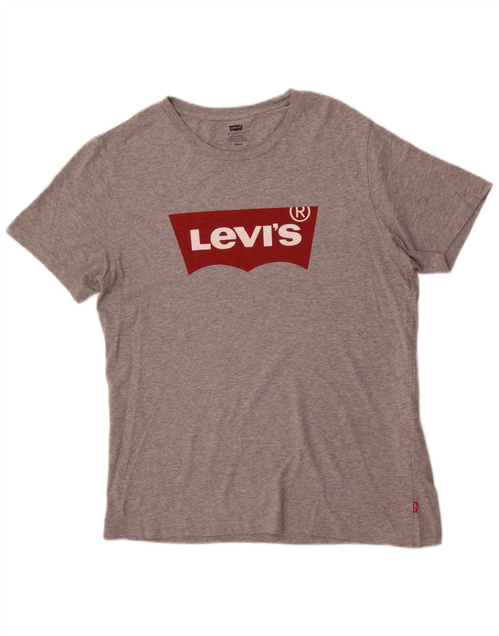Мужская футболка с рисунком Levi's, хлопковый топ среднего серого цвета с крапинками