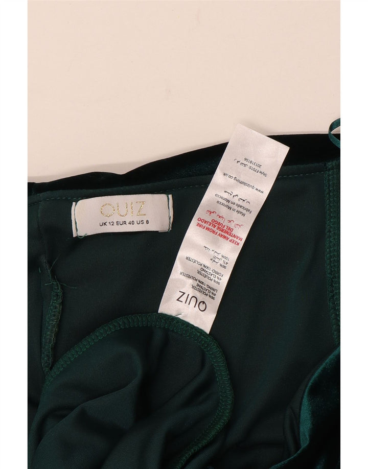 Женское велюровое платье макси Quiz UK 12, средний зеленый полиэстер