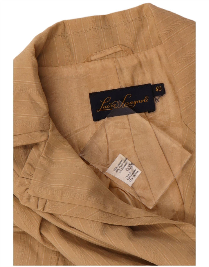 LUISA SPAGNOLI Женский открытый пиджак IT 40, маленький бежевый в тонкую полоску