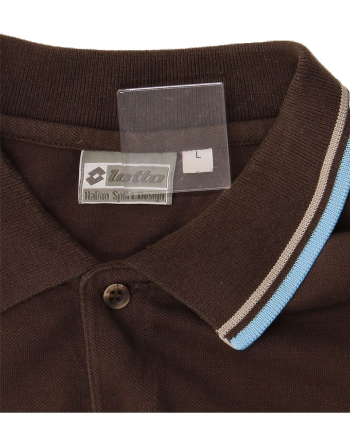 LOTTO Mens Polo Shirt Large Brown Vintage Lotto and Second-Hand Lotto from Messina Hembry 