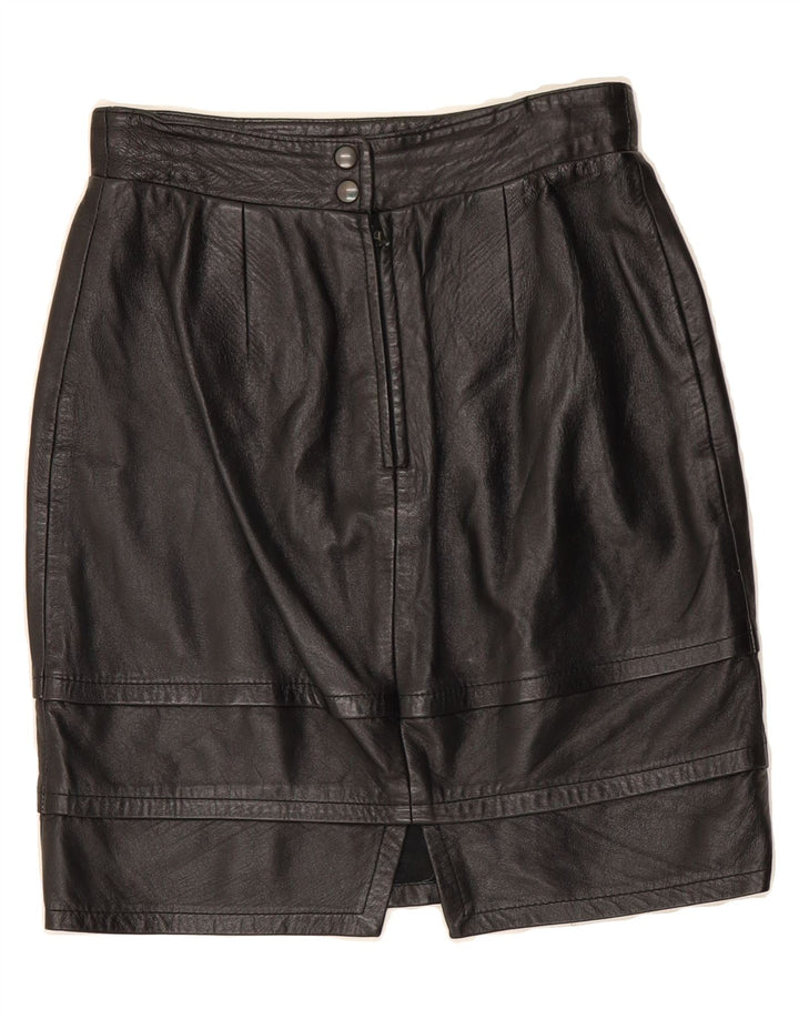 ESSEBI Womens Leather Skirt IT 42 Medium W26  Black Leather Vintage Essebi and Second-Hand Essebi from Messina Hembry 
