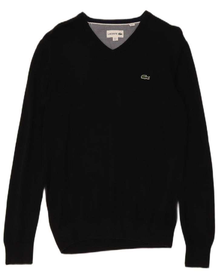 Мужской свитер Lacoste с v-образным вырезом, размер 5, большой черный хлопок