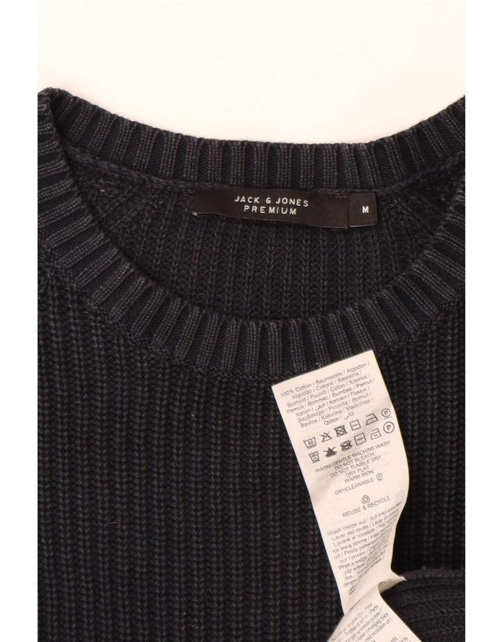 Мужской джемпер с круглым вырезом JACK & JONES, средний темно-синий хлопковый свитер