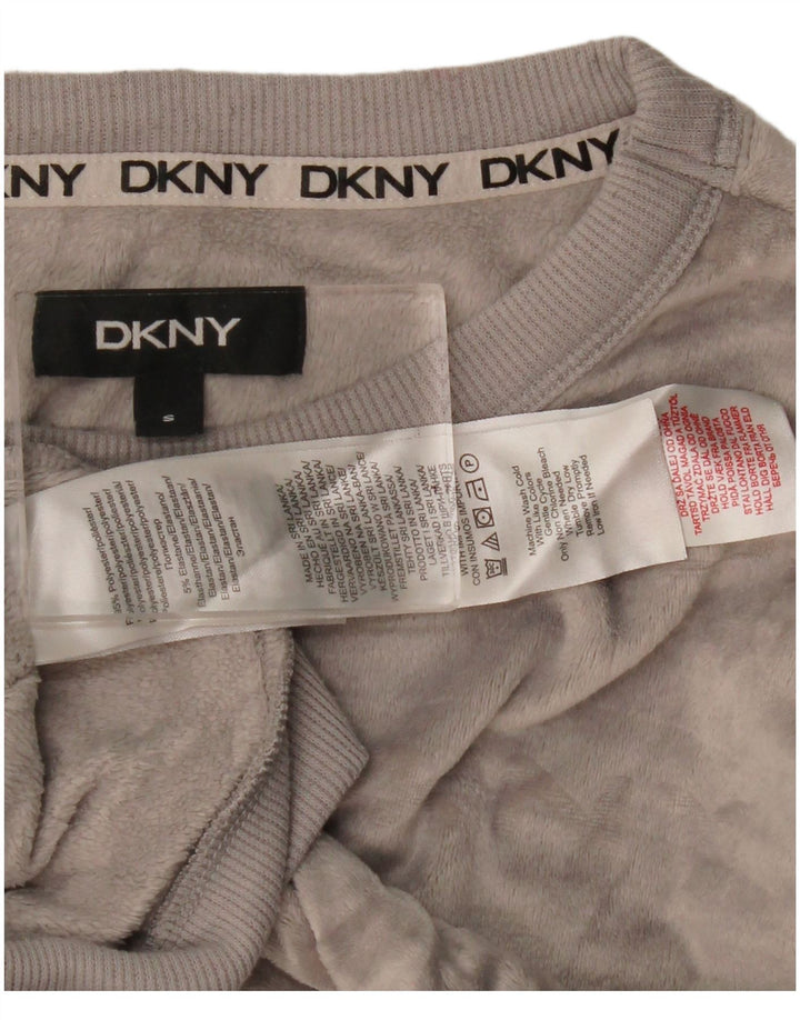Женский велюровый свитер Dkny с графическим рисунком UK 10, маленький серый полиэстер