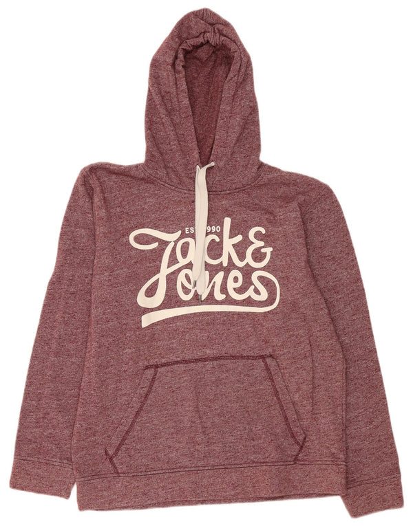 Мужской джемпер с капюшоном Jack & Jones с рисунком XL, бордовый полиэстер с крапинками