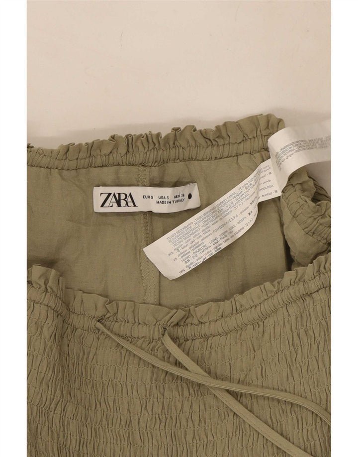 Женские шорты Zara UK 8, маленькие, цвета хаки, хлопок