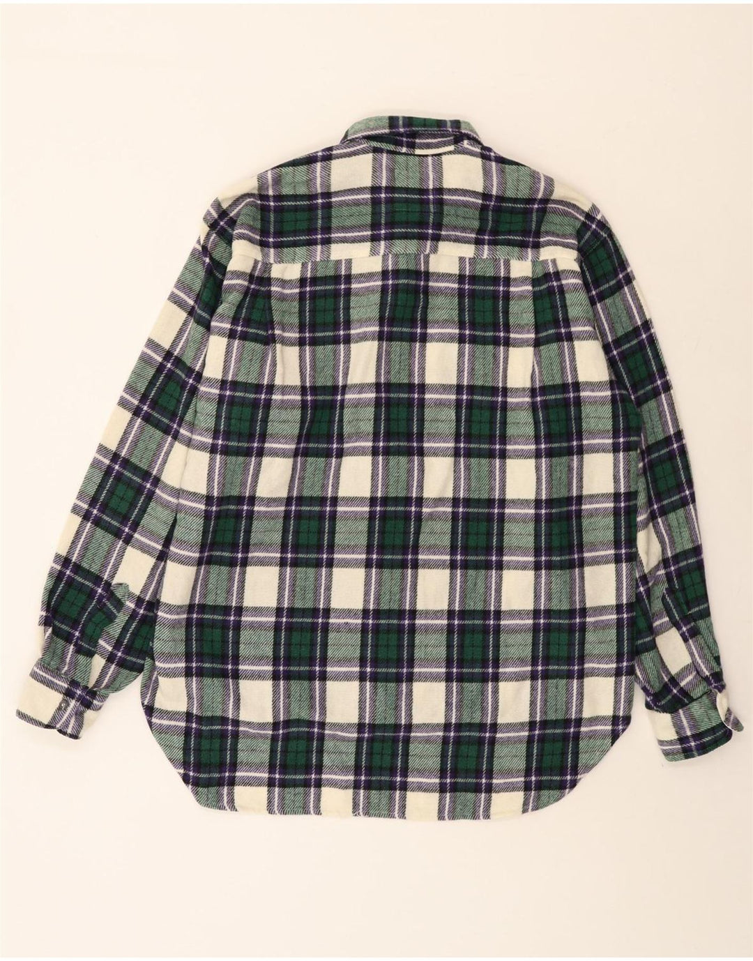 Мужская фланелевая рубашка Benetton XL зеленая в клетку, шерсть
