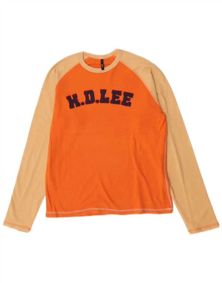 Lee Мужской топ с рисунком с длинным рукавом XL, оранжевый, хлопок с цветными блоками