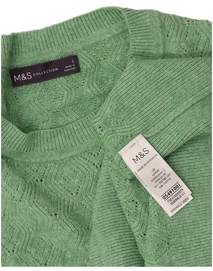 Женский джемпер с круглым вырезом Marks & Spencer, Великобритания, 16, большой зеленый полиэстер