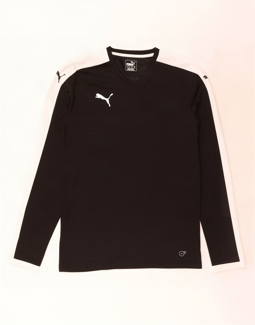 Мужской топ Puma с длинным рукавом, средний черный, полиэстер с цветными блоками