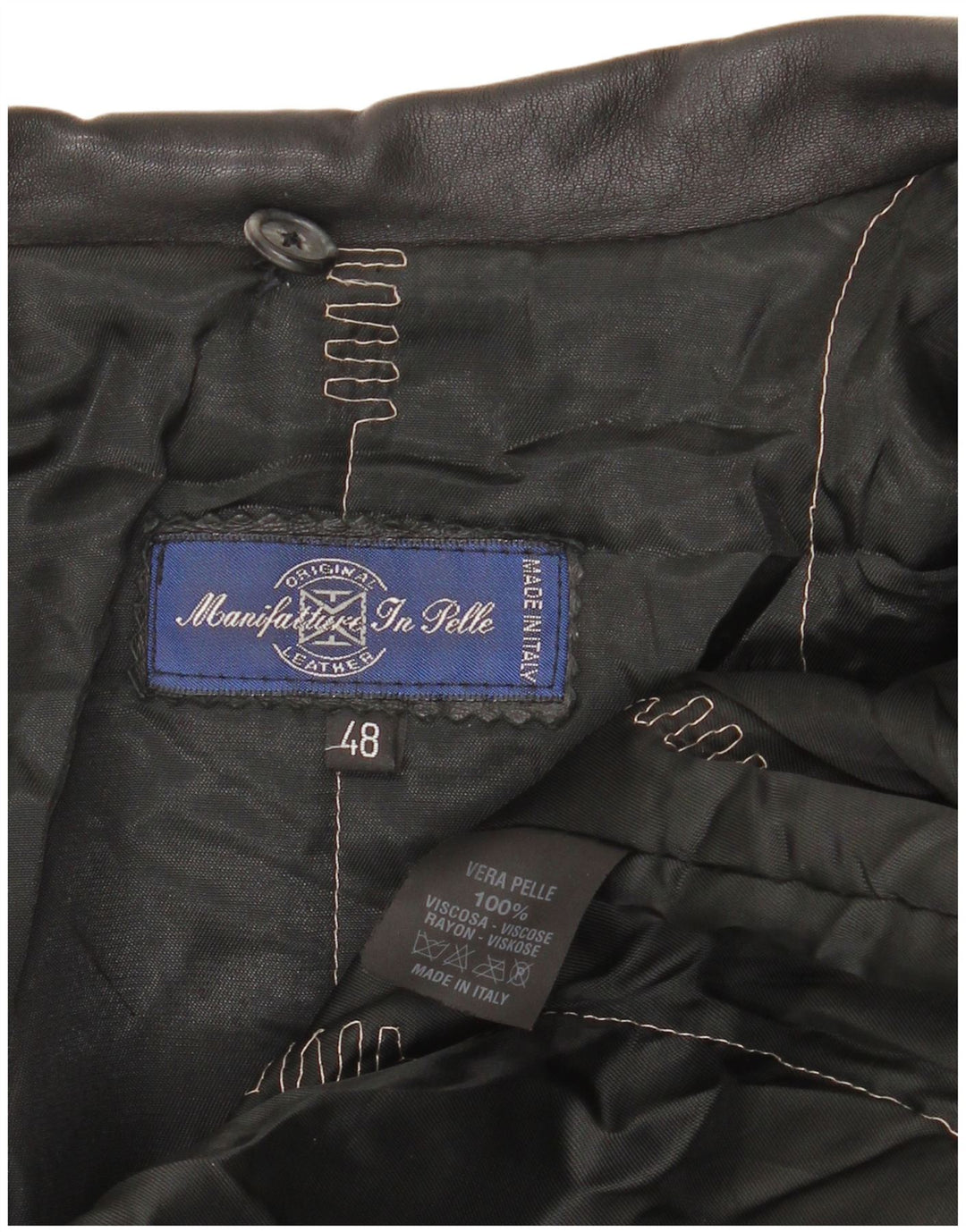Винтажное женское кожаное пальто оверсайз IT 48 XL, черное кожаное