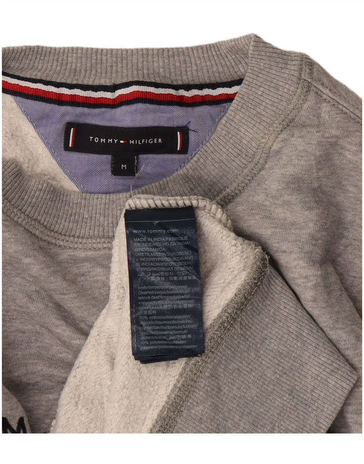 Мужской свитшот с рисунком Tommy Hilfiger, хлопковый джемпер среднего серого цвета в крапинку