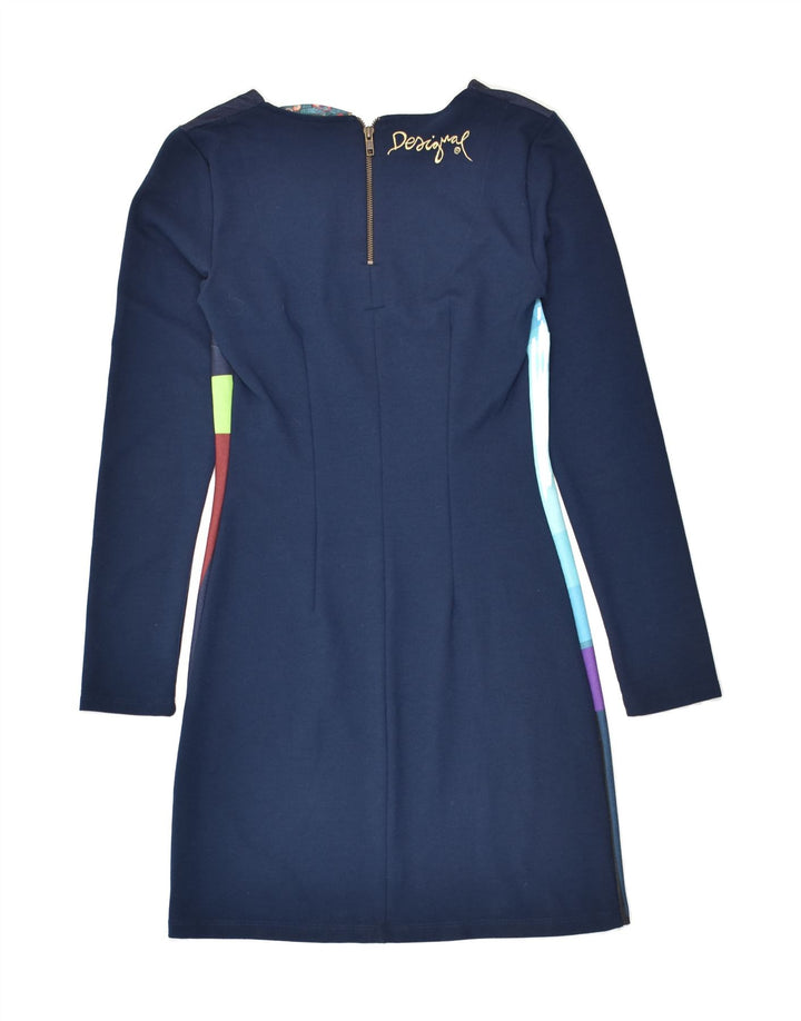 DESIGUAL Womens Sheath Dress UK 12 Medium Navy Blue Geometric | Vintage Desigual | Thrift | Second-Hand Desigual | Used Clothing | Messina Hembry 