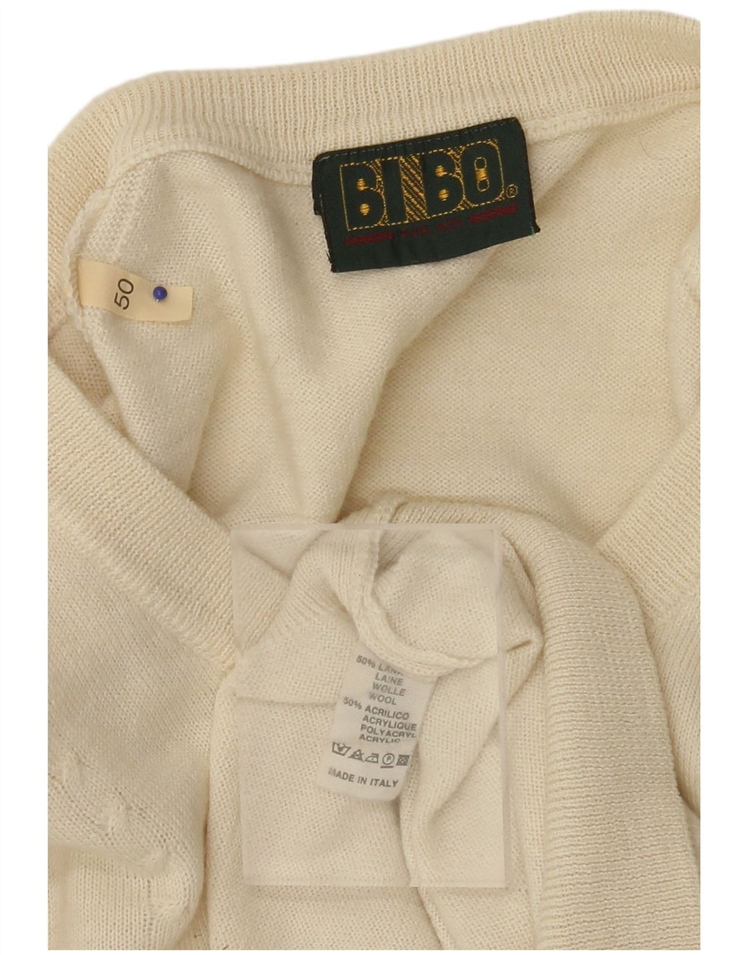 BIBO Женский джемпер с v-образным вырезом IT 50 XL Off White Wool