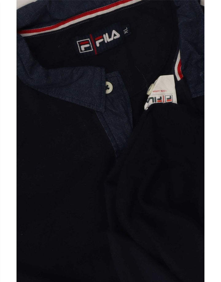 Мужская рубашка-поло Fila XL, темно-синяя, хлопок