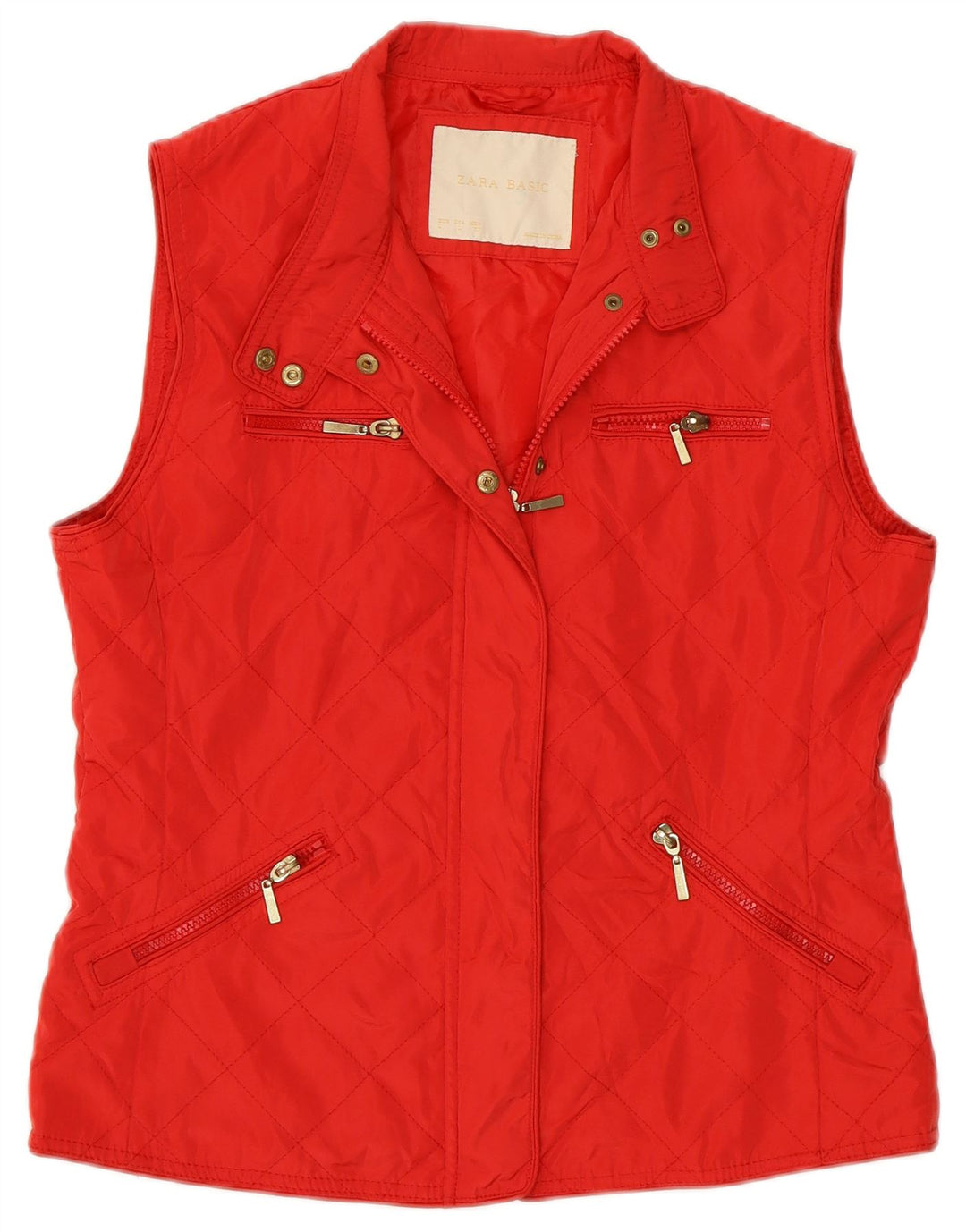 Женский стеганый жилет Zara UK 14, большой красный