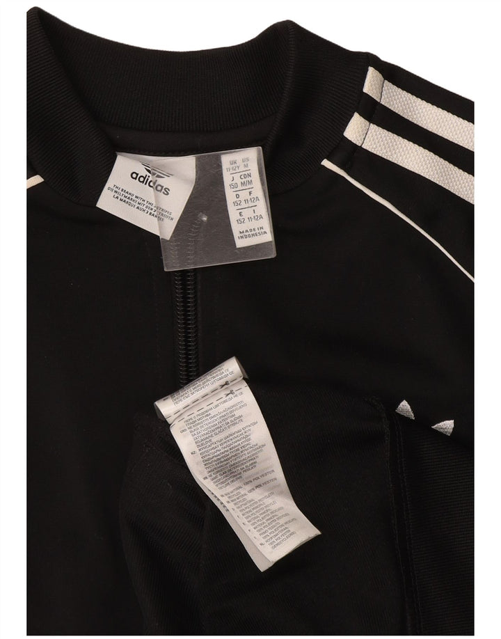 Спортивный костюм Adidas для девочек, верхняя куртка 11-12 лет, черный полиэстер