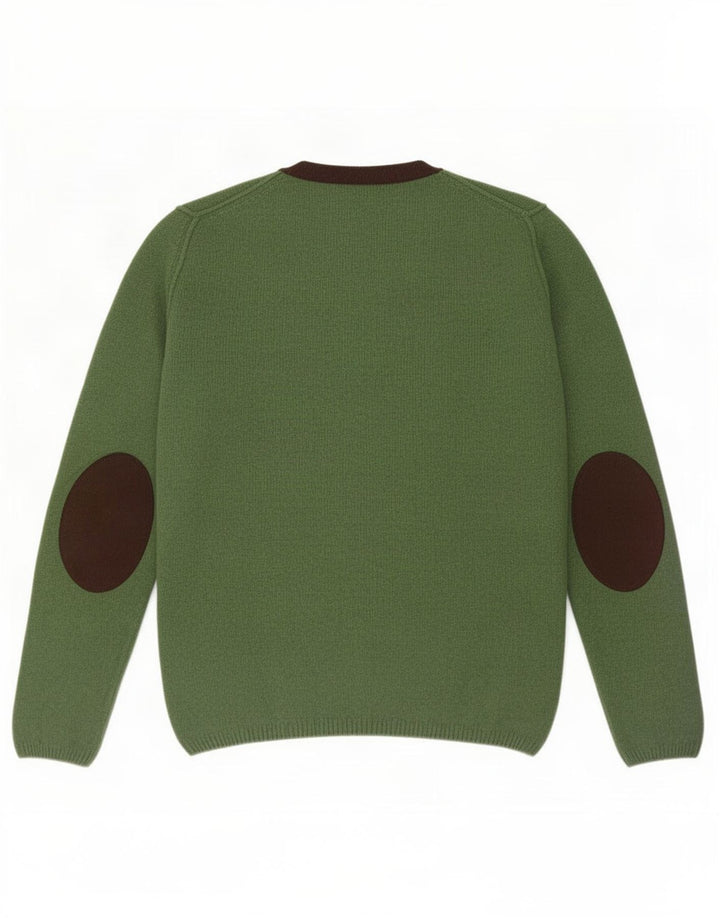 Мужской джемпер с круглым вырезом Fred Perry, большой зеленый шерстяной свитер