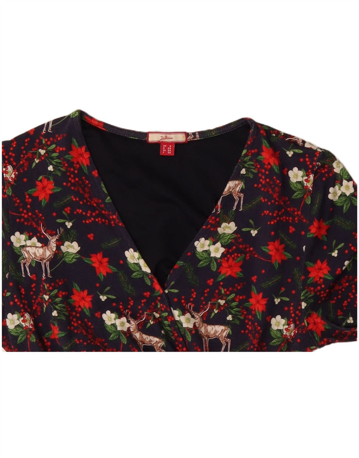 Женское платье-футляр Joe Browns UK 8, маленькое темно-синее с цветочным принтом из вискозы