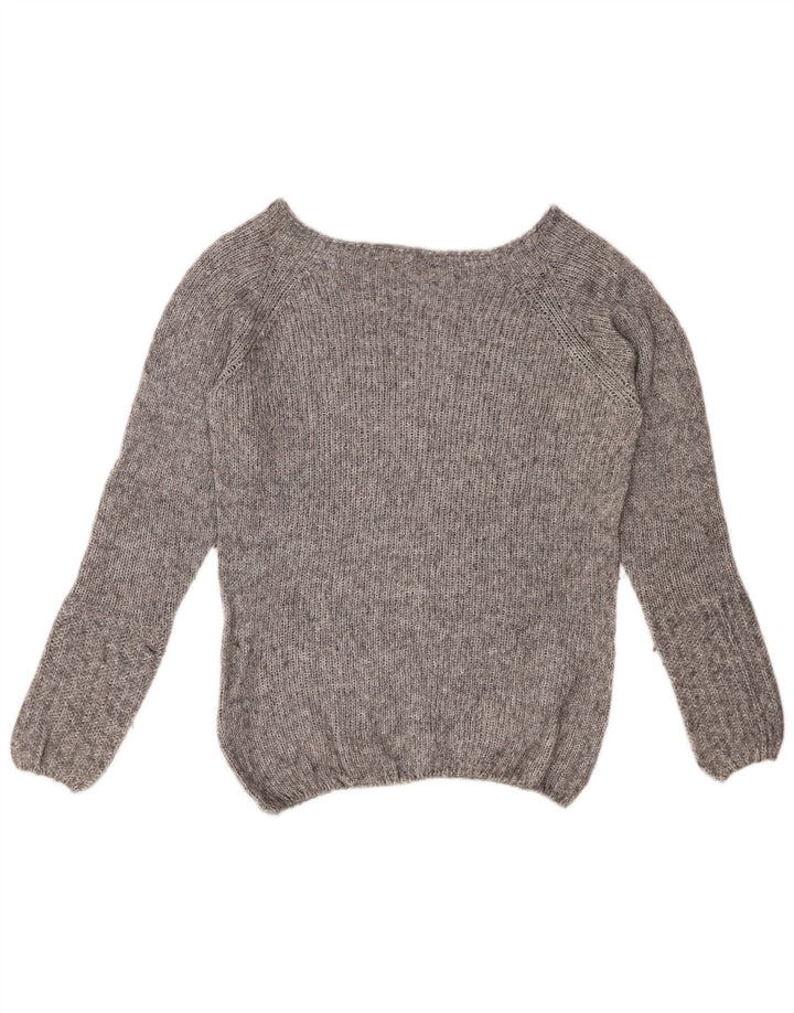 Женский джемпер с вырезом «лодочка» FRED PERRY UK 14, средний серый в крапинку