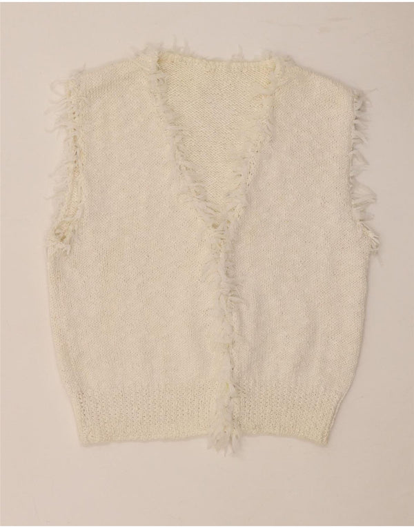 Винтажная женская укороченная майка без рукавов UK 10, маленькая белая