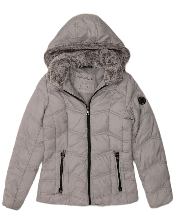 Женская утепленная куртка Nautica с капюшоном UK 6 XS Серый полиэстер