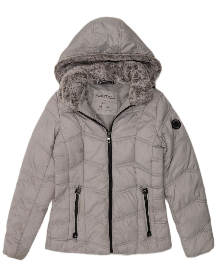 Женская утепленная куртка Nautica с капюшоном UK 6 XS Серый полиэстер