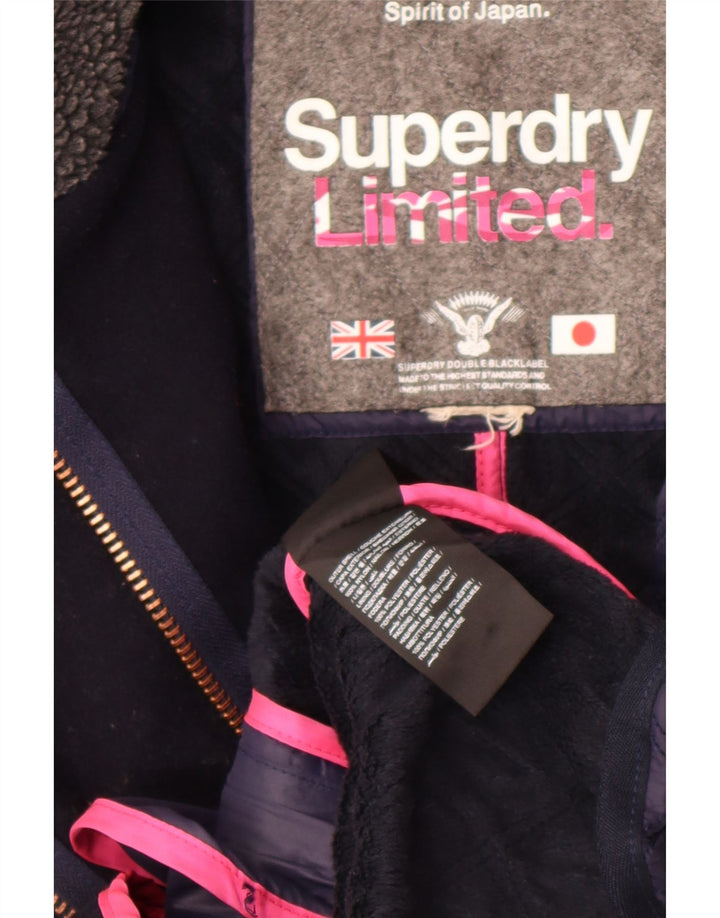 Женская стеганая куртка Superdry UK 14, средний темно-синий, нейлон с цветными блоками