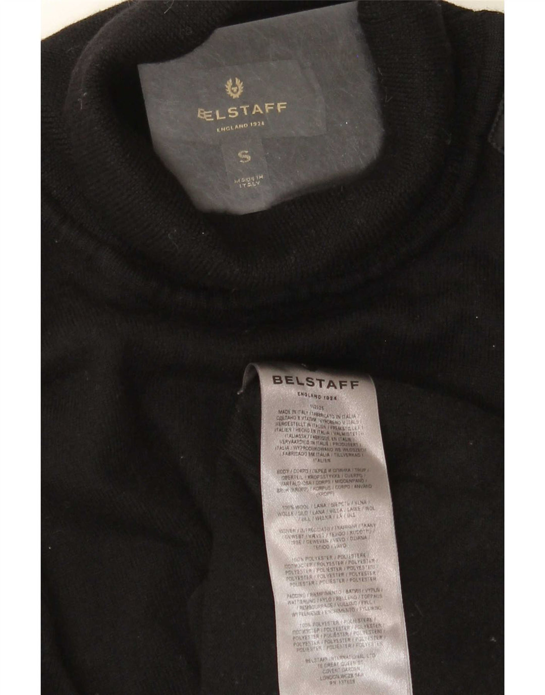 Мужской джемпер с высоким воротником Belstaff, маленький черный шерстяной свитер