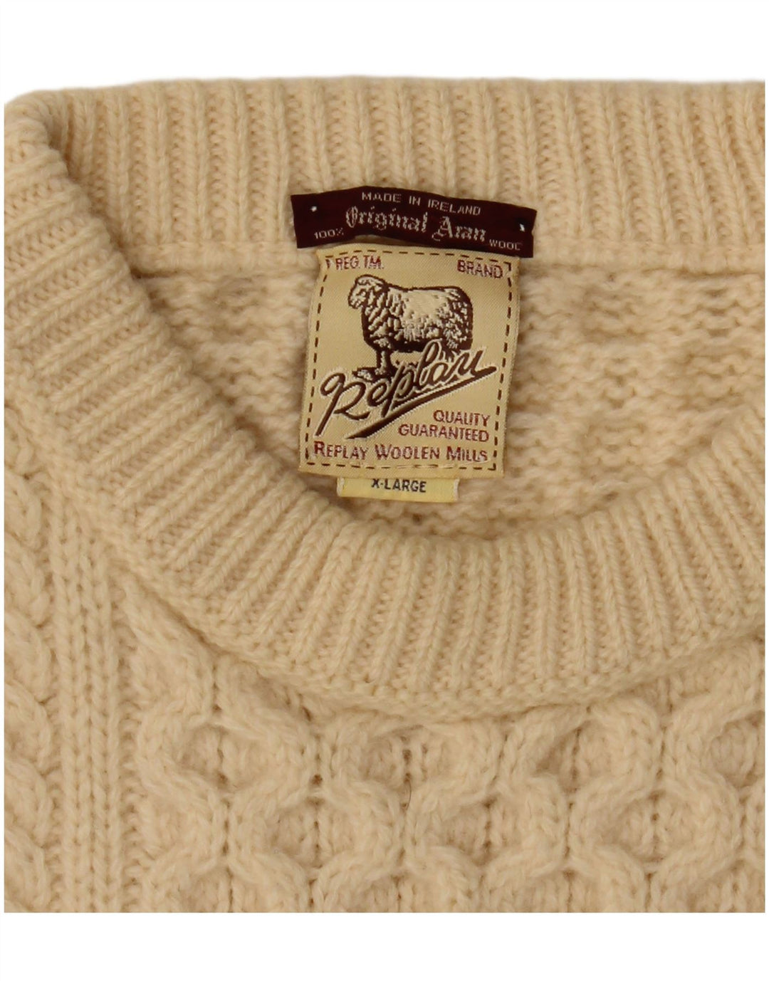 Мужской джемпер с круглым вырезом REPLAY, XL, белая шерсть