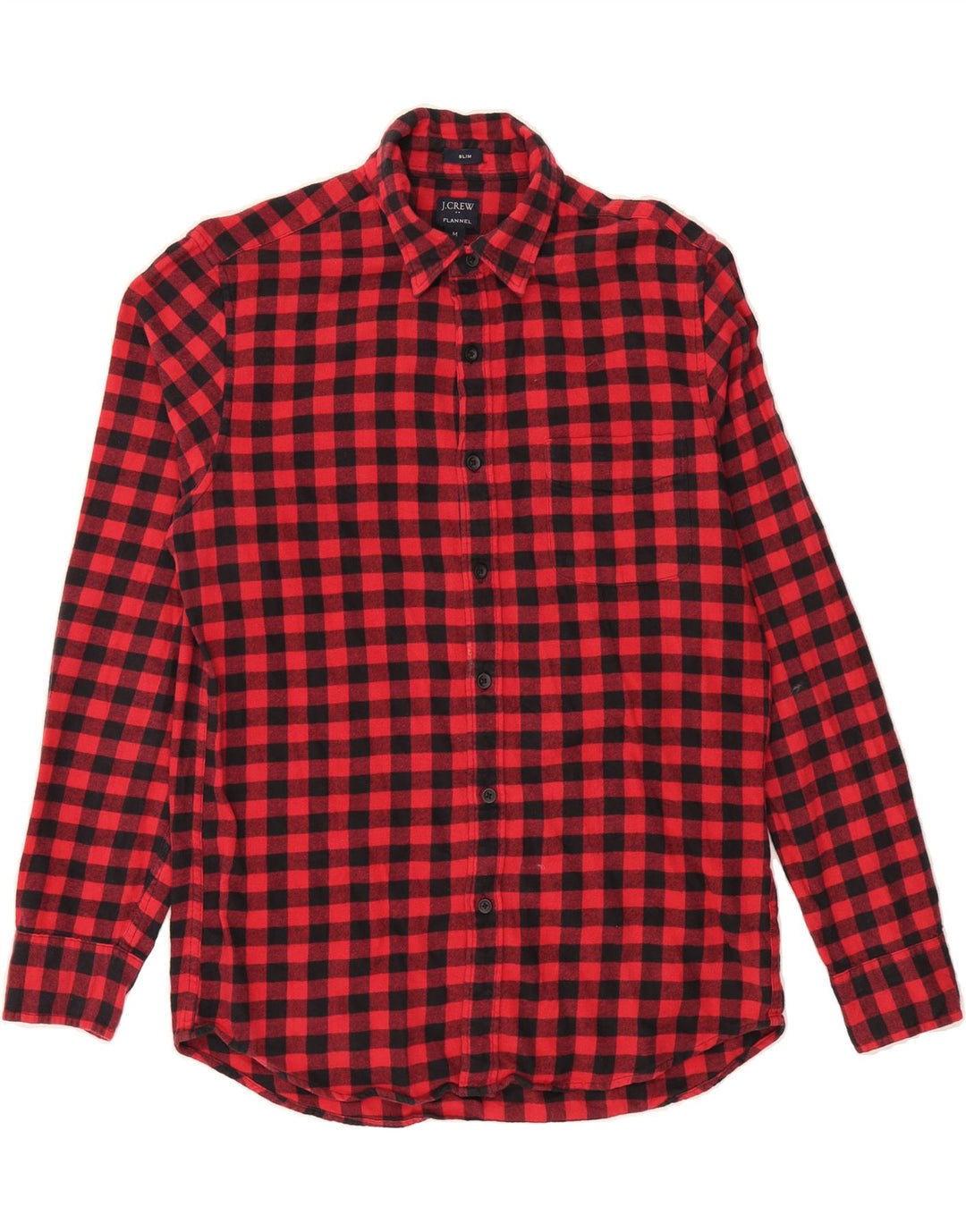 J. CREW Mens Slim Flannel Shirt Medium Red Check Cotton Vintage J. Crew and Second-Hand J. Crew from Messina Hembry 