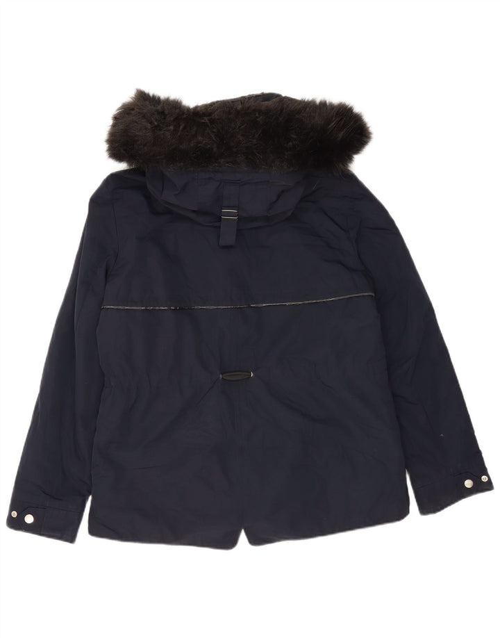 Женская парка с капюшоном Zara UK 14, средний темно-синий