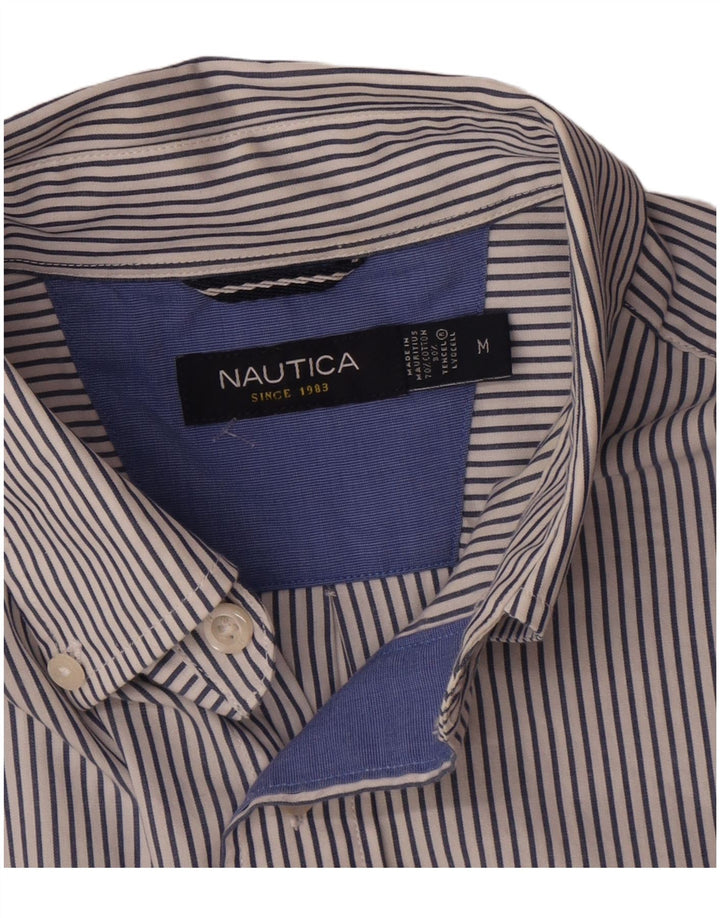 Мужская рубашка NAUTICA, хлопок среднего синего цвета в тонкую полоску