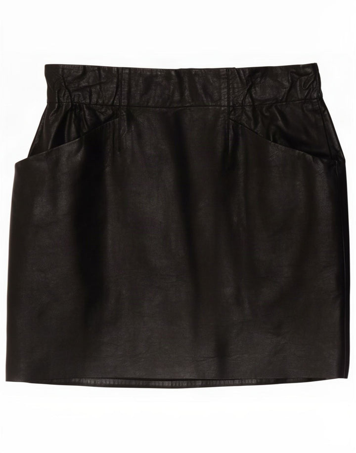 Женская мини-юбка Zara из искусственной кожи, маленькая W26, черная, из полиуретана