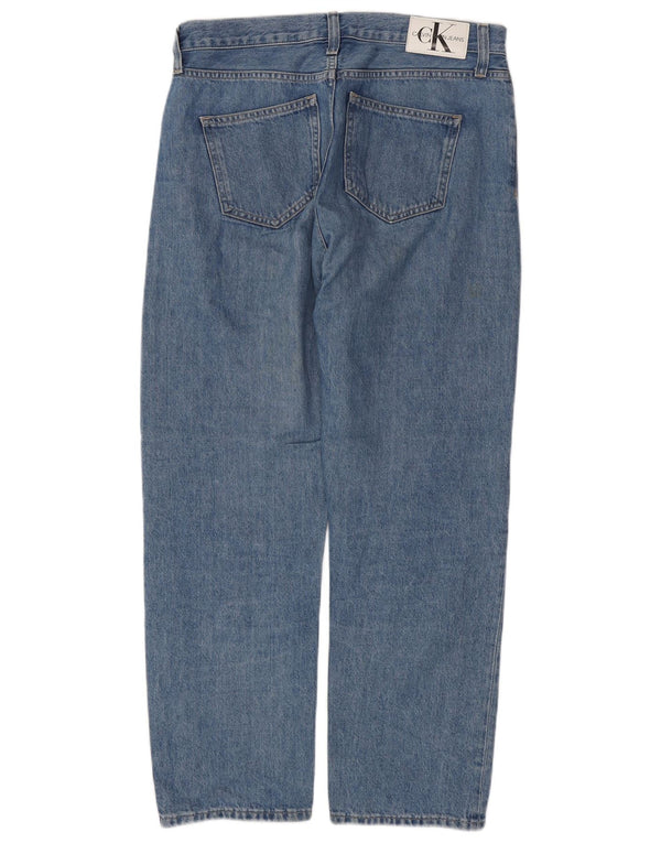 Мужские прямые джинсы с высокой талией CALVIN KLEIN W30 L28, синий хлопок
