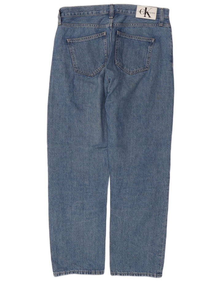 Мужские прямые джинсы с высокой талией CALVIN KLEIN W30 L28, синий хлопок