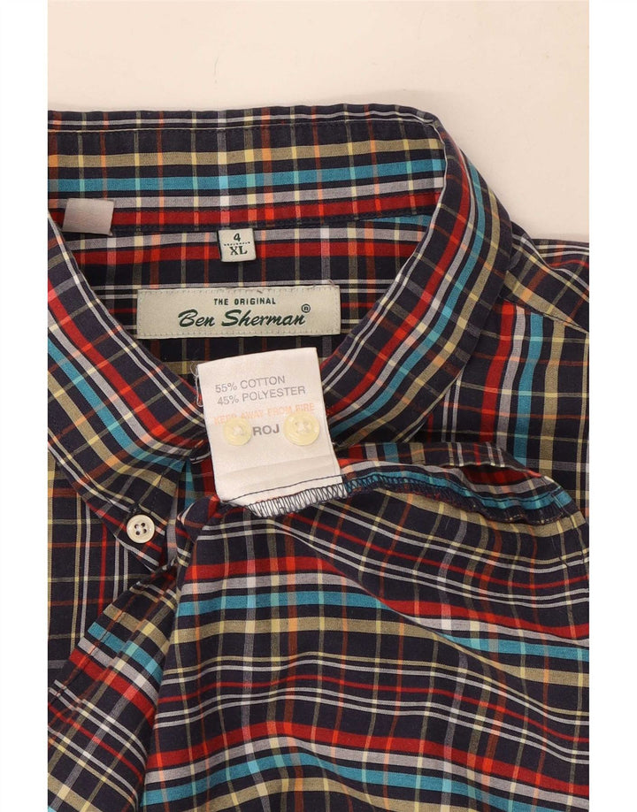 Ben Sherman Мужская рубашка с коротким рукавом XL, разноцветная клетка, хлопок