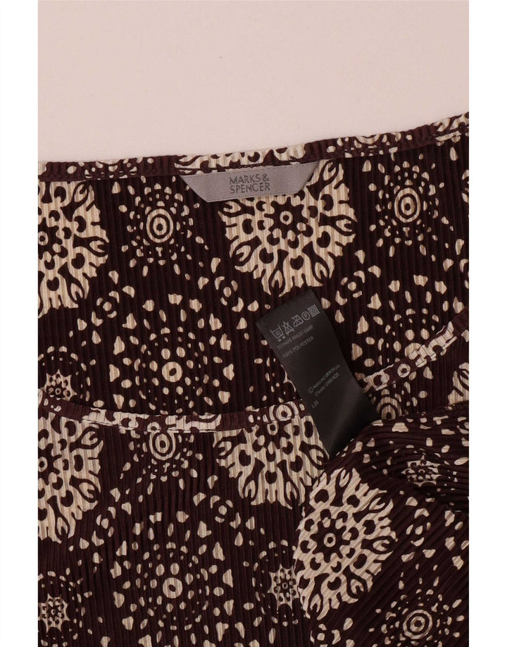 Женский топ с абстрактным узором Marks & Spencer, рукав 3/4, UK 20, 2XL, коричневый