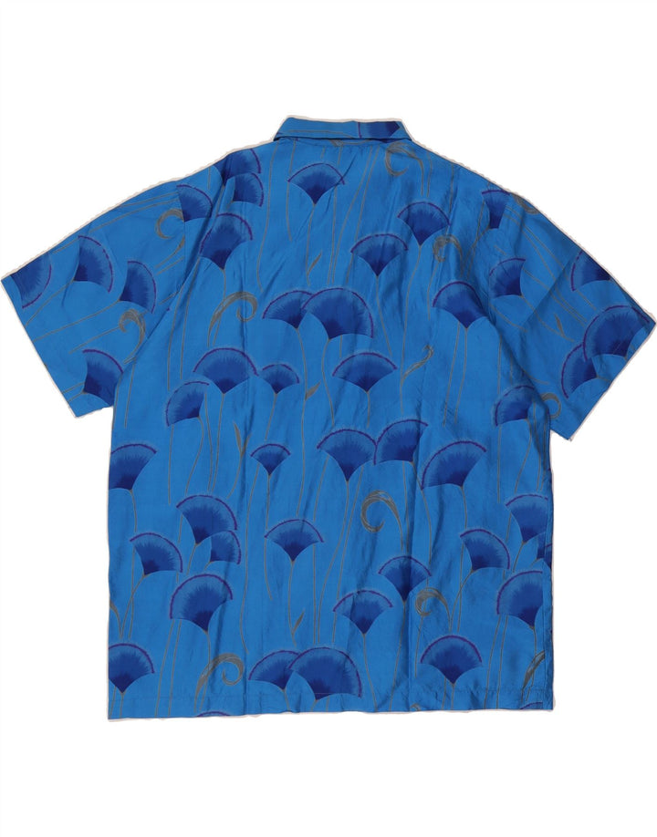 VINTAGE Mens Abstract Pattern Short Sleeve Shirt Medium Blue Hawaiian Vintage Vintage and Second-Hand Vintage from Messina Hembry 