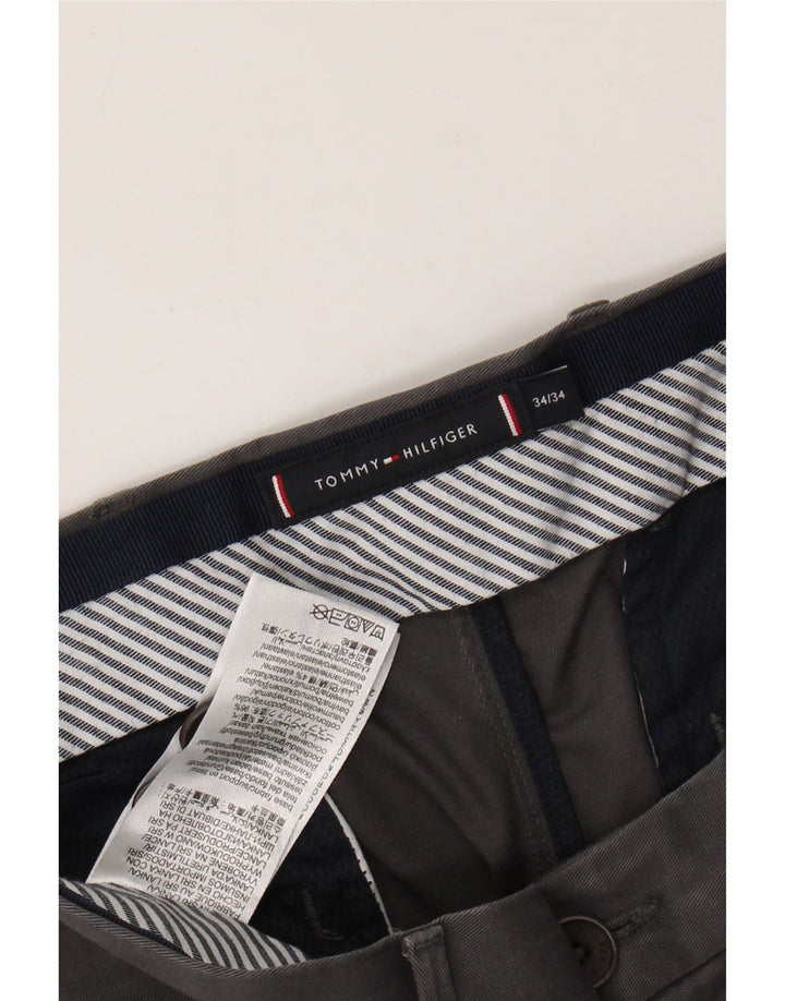 TOMMY HILFIGER Мужские узкие брюки-чиносы W34 L34 Серые хлопковые