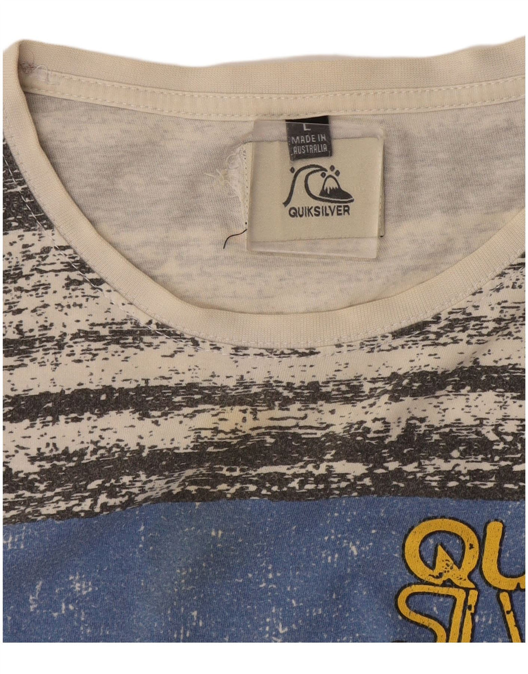 Мужская футболка с рисунком Quiksilver, большая серая полоска