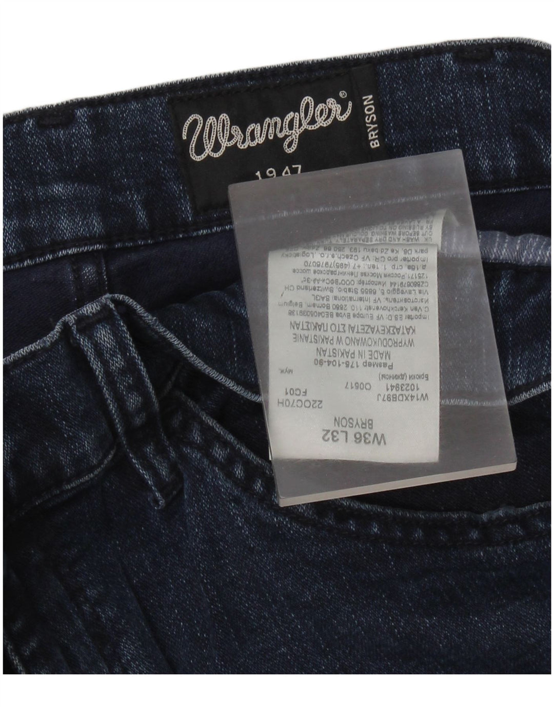 Мужские джинсы скинни Wrangler Bryson W36 L30, синий хлопок