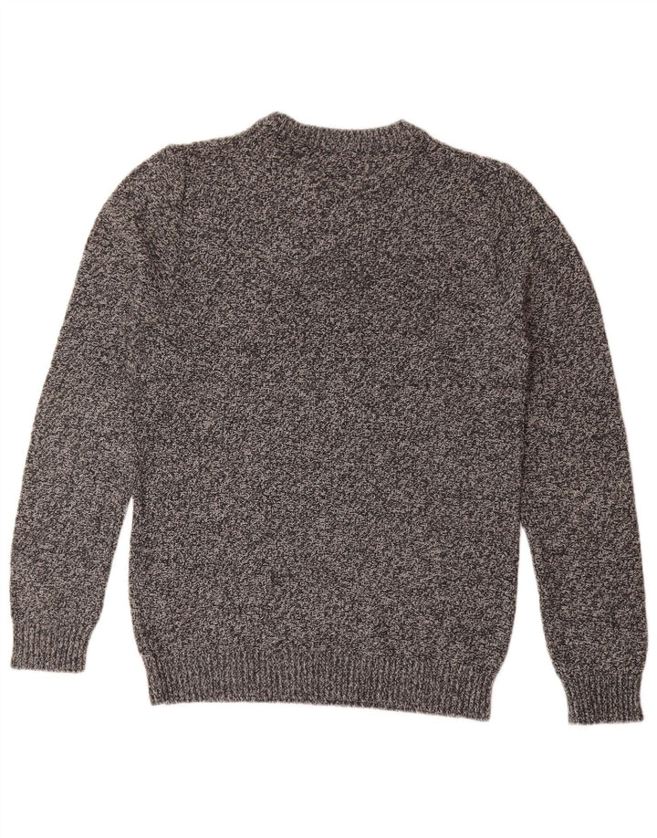 Мужской джемпер с круглым вырезом Jack & Jones, хлопковый свитер среднего серого цвета с крапинками