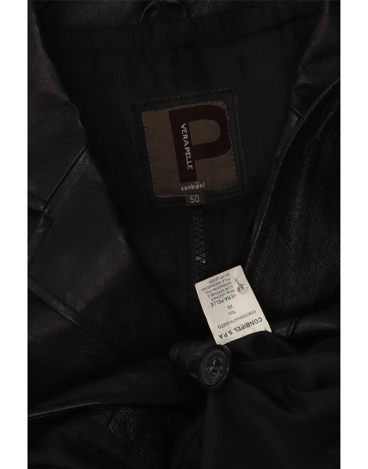 Мужской кожаный пиджак с 3 пуговицами Conbipel IT 50, большой черный кожаный