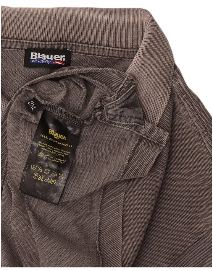 Мужская рубашка-поло обычного кроя Blauer 2XL, серая, хлопок