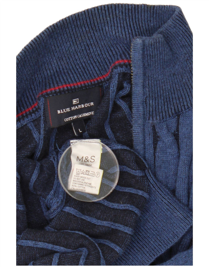 Мужской синий кардиган Marks & Spencer, большой синий хлопковый свитер