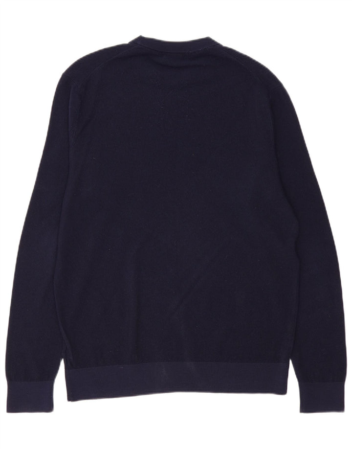 Мужской джемпер с круглым вырезом BROOKS BROTHERS, средний темно-синий свитер из мериносовой шерсти