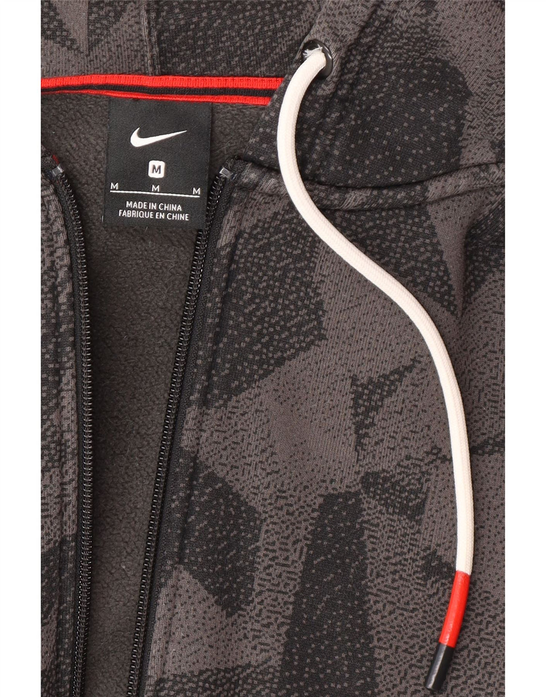 Мужской свитер с капюшоном на молнии NIKE среднего серого цвета с геометрическим узором