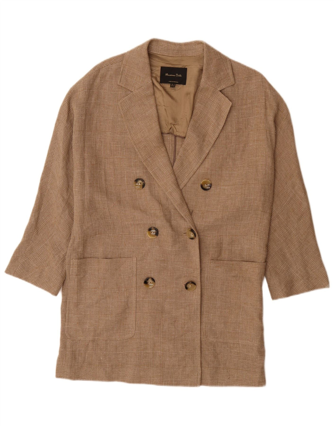Мужское двубортное пальто Massimo Dutti с рукавом 3/4 UK 36, маленькая коричневая клетка